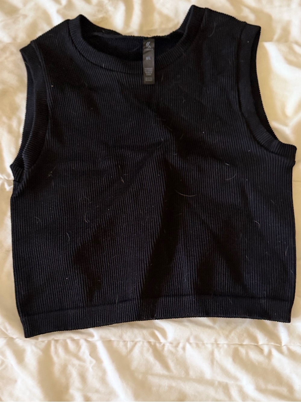 Kyodan Black Ribbed Crop Tank